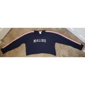Youth In Revolt Malibu Women's Jr. SZ X-Large Blue Long Sleeve Cropped T-Shirt